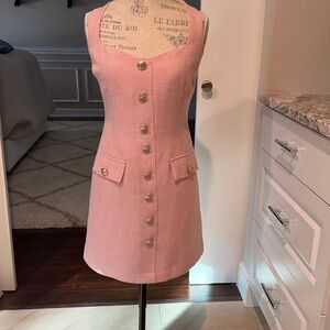 Bardot Pink Mini Dress with Button Detail